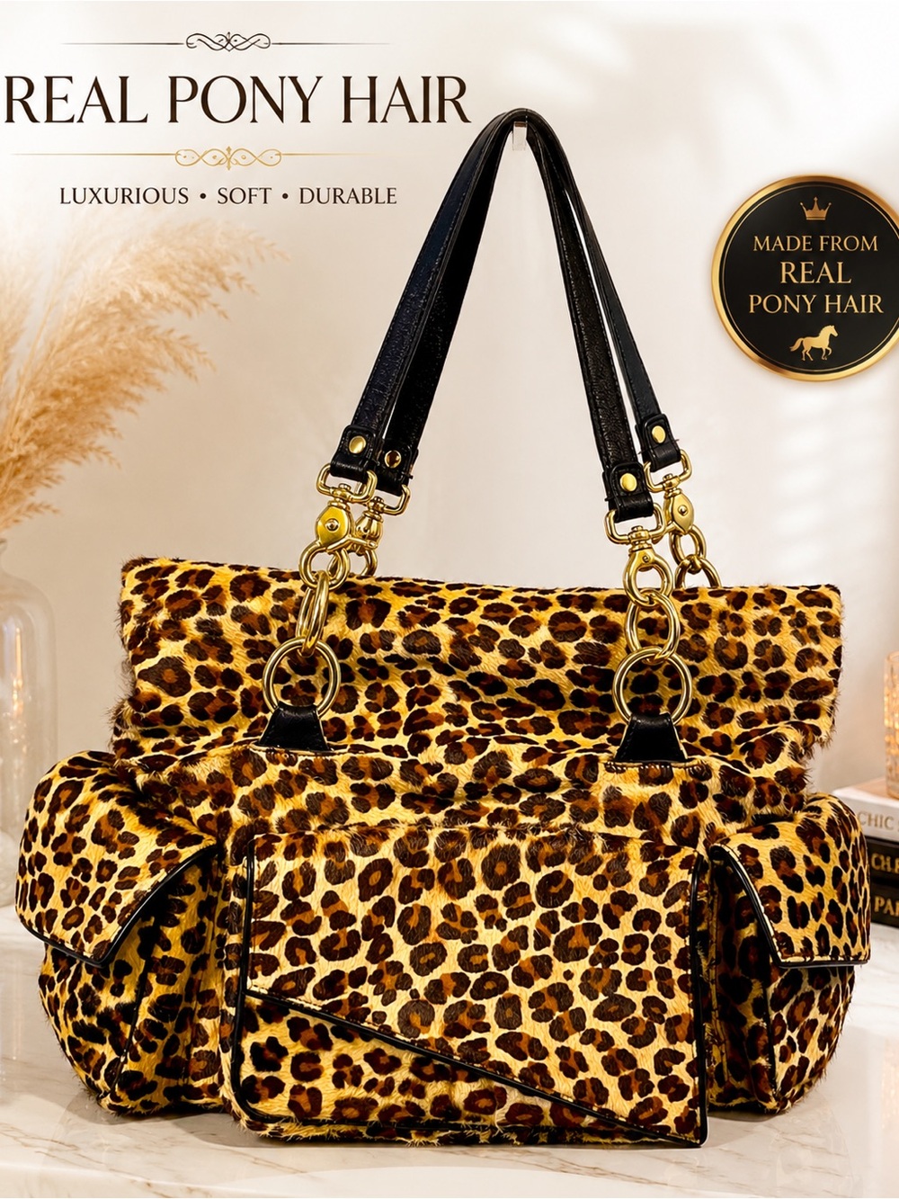 Be and D Convertible Real Pony Hair Bag